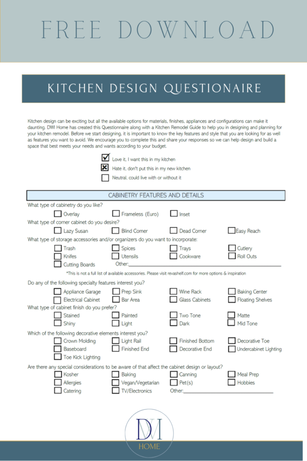 Kitchen Design Questionaire